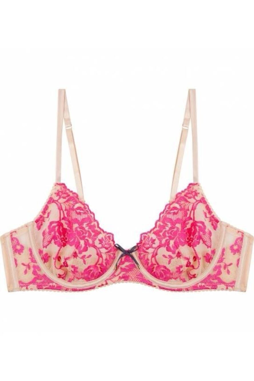 Heidi Klum Sun-kissed Pink and tan lace balconette bra 32DD